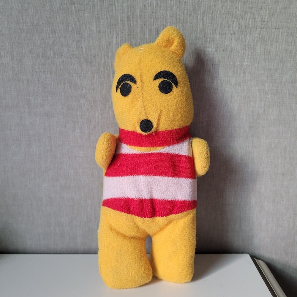 Vintage Kitsch Winnie the Pooh Inspired Sock Plush 8 Inch Weird Core Bear